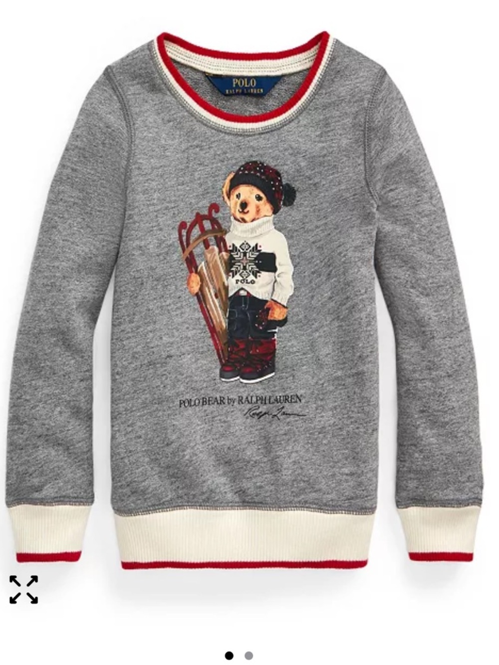 Polo Ralph Lauren Girls Sled Bear Atlantic Terry Pullover Sweatshirt Sz M (8-10)